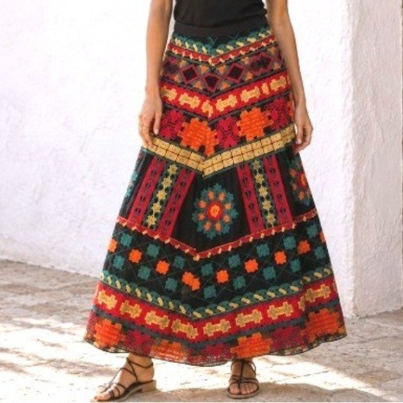 Eva Franco Dresses & Skirts - NWT Eva Franco Anthropologie Embroidered Multicolor Tribal Boho Maxi Skirt 2